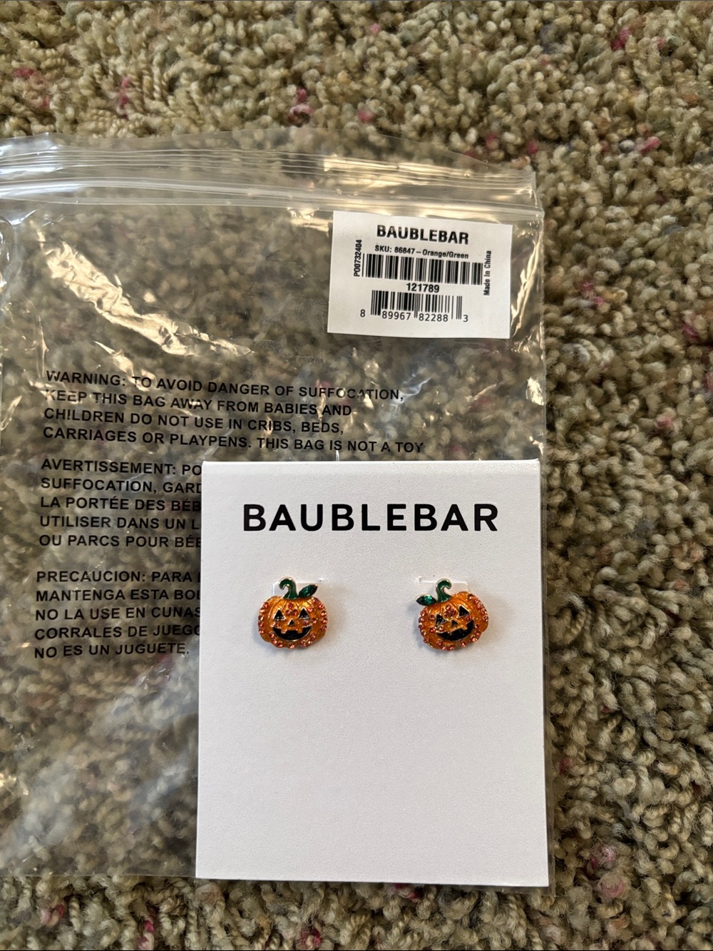 Baublebar Jack-O'-Lantern Pumpkin Stud Earrings - Picture 3 of 3